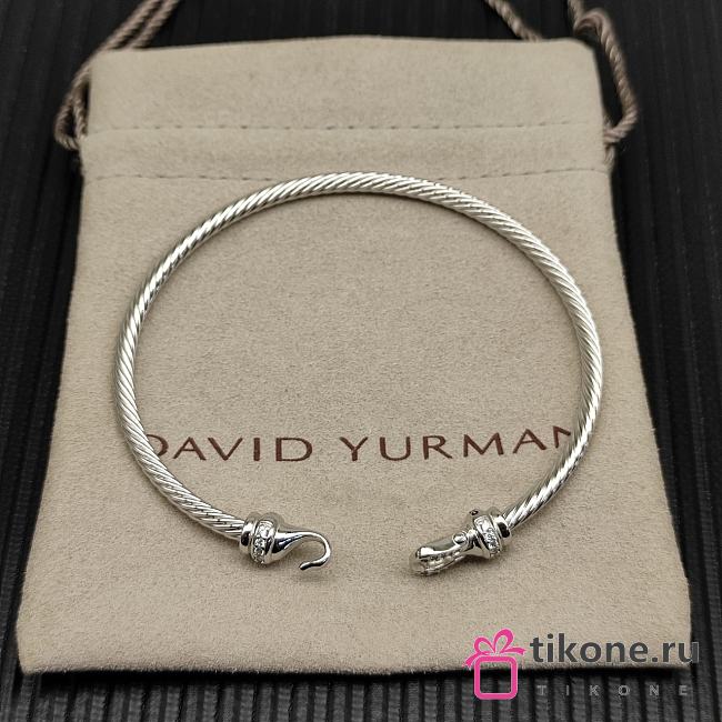 David Yurman Buckle Cablespira Bracelet Sterling Silver with Diamonds 3.5mm - 1