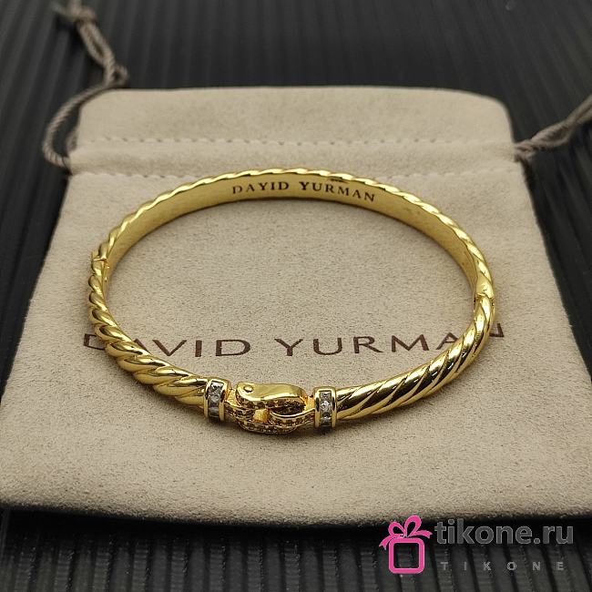 David Yurman Sculpted Cable Buckle Bracelet 18K Yellow Gold with Diamonds 6.2mm - 1