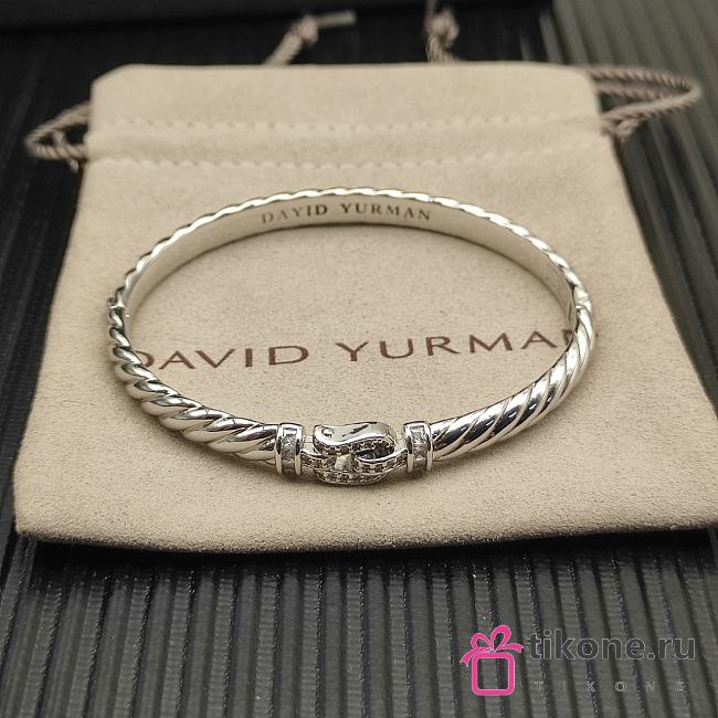 David Yurman Sculpted Cable Buckle Bracelet Sterling Silver with Diamonds 6.2mm - 1