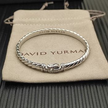 David Yurman Sculpted Cable Buckle Bracelet Sterling Silver with Diamonds 6.2mm