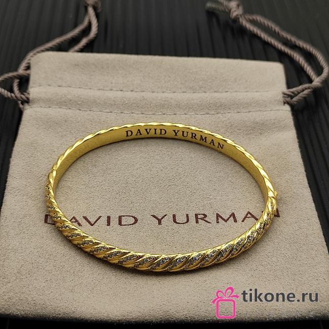 David Yurman Sculpted Cable Bangle Bracelet 18K Yellow Gold with Diamonds 6.2mm - 1
