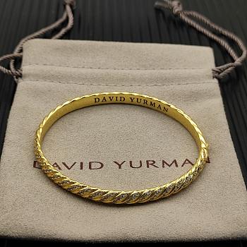 David Yurman Sculpted Cable Bangle Bracelet 18K Yellow Gold with Diamonds 6.2mm