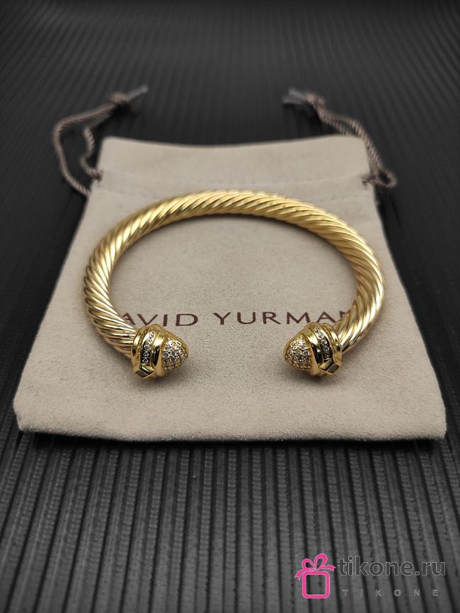 David Yurman Renaissance Oval Cablespira Bracelet 18K Yellow Gold with Diamonds 7mm - 1