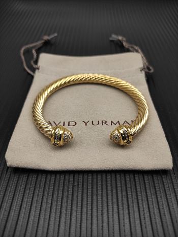 David Yurman Renaissance Oval Cablespira Bracelet 18K Yellow Gold with Diamonds 7mm