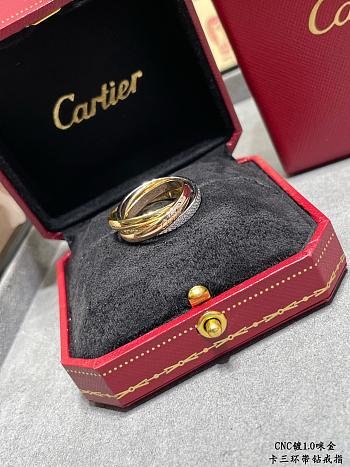 Cartier Trinity Ring Small Half-Paved Rose Gold Silver
