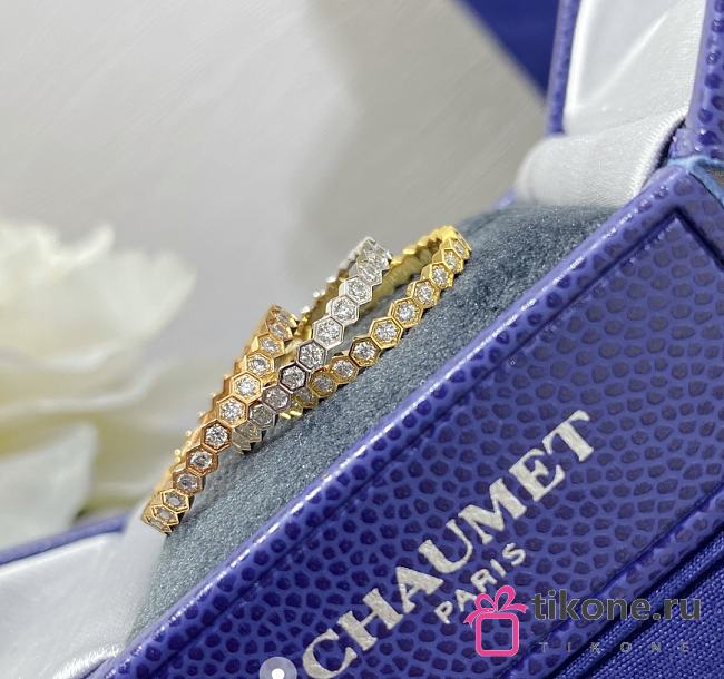 Bee de Chaumet Ring Rose Gold/ Yellow Gold/ Silver Diamonds 2.5mm 081934 - 1