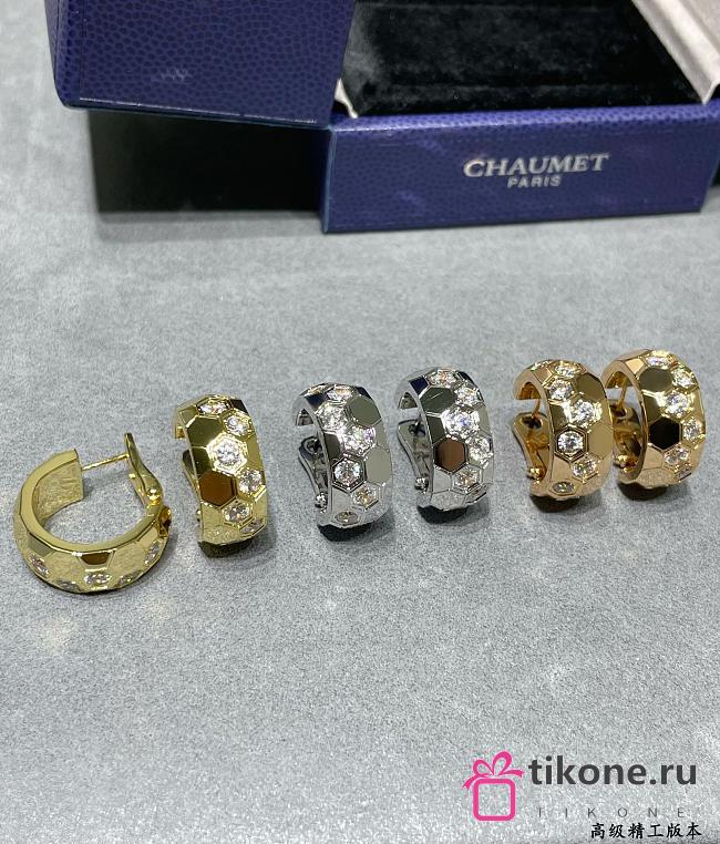 Bee de Chaumet Hoop Earrings Rose Gold/ Yellow Gold/ Silver Diamonds 085405 - 1