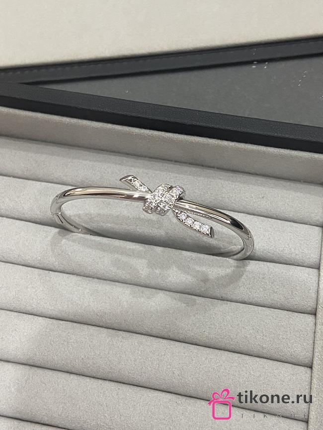 Tiffany Knot Wire Bangle in White Gold with Diamonds - 1