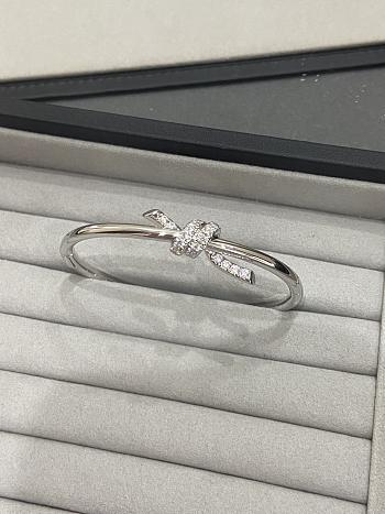 Tiffany Knot Wire Bangle in White Gold with Diamonds