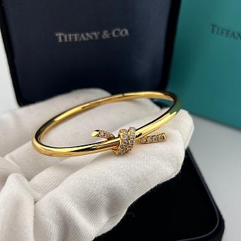 Tiffany Knot Wire Bangle in Yellow Gold with Diamonds