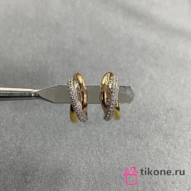 Cartier Trinity Earrings Classic Half-Paved White Rose Yellow Gold  - 1