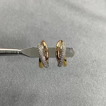Cartier Trinity Earrings Classic Half-Paved White Rose Yellow Gold 
