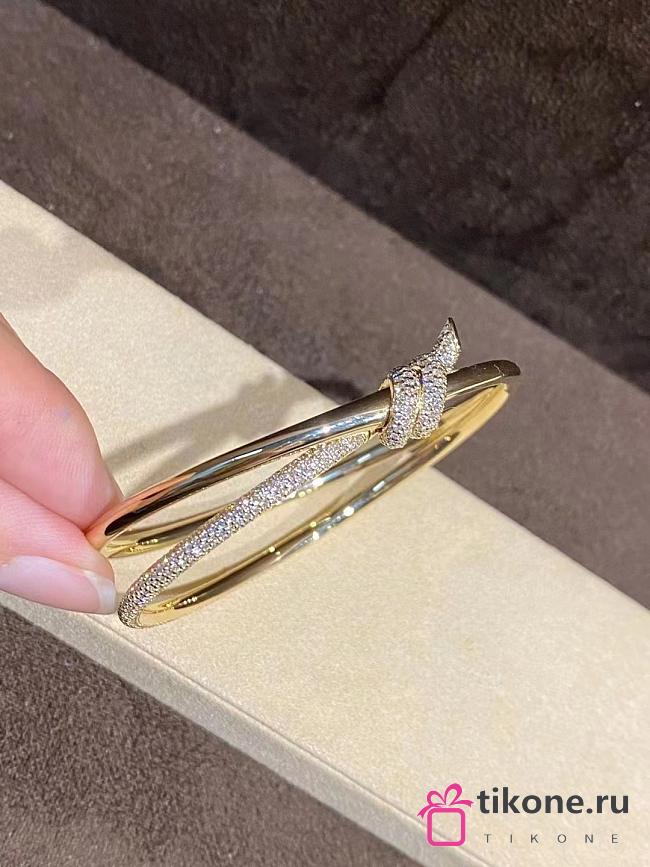 Tiffany Knot Double Row Bracelet in Yellow Gold with Diamonds - 1