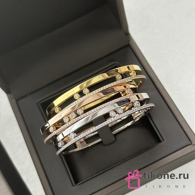 Messika Move Romane Bangle Pink/ Yellow/ White Gold Diamond Bracelet 06747 - 1