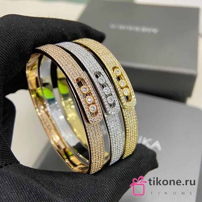 Messika Move Noa Pavé Bangle Rose/ Yellow/ White Gold Diamond Bracelet 12721 - 1