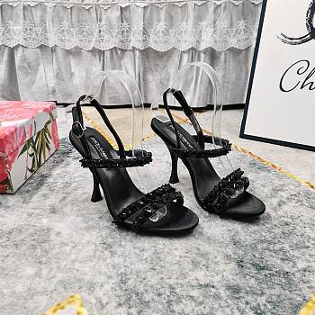 Dolce & Gabbana 105 Sandals With Rhinestone Embroidery in Black 