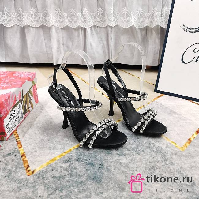 Dolce & Gabbana 105 Sandals With Rhinestone Chain in Black - 1