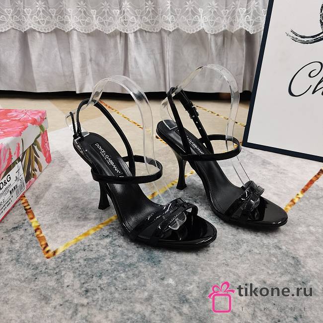 Dolce & Gabbana 105 Polished Calfskin Sandals in Black  - 1