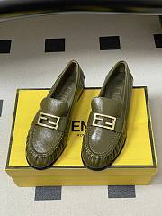 Fendi Baguette Green Nappa Leather Loafers - 1
