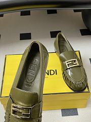 Fendi Baguette Green Nappa Leather Loafers - 2