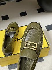 Fendi Baguette Green Nappa Leather Loafers - 4