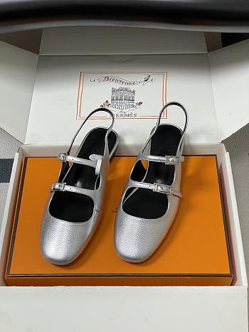 Hermes Mila Slingback Silver