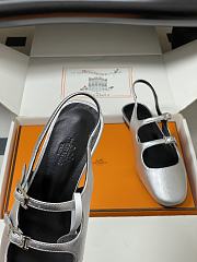 Hermes Mila Slingback Silver - 4