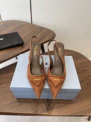 Prada Suede Slingback Pumps 1I901M 75mm Brown - 1