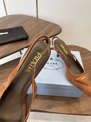 Prada Suede Slingback Pumps 1I901M 75mm Brown - 6