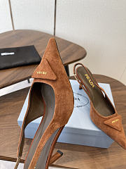 Prada Suede Slingback Pumps 1I901M 75mm Brown - 5