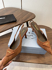 Prada Suede Slingback Pumps 1I901M 75mm Brown - 2