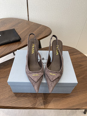 Prada Suede Slingback Pumps 1I901M 75mm Gray