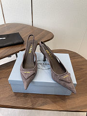 Prada Suede Slingback Pumps 1I901M 75mm Gray - 5