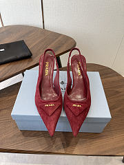 Prada Suede Slingback Pumps 1I901M 75mm Red - 1