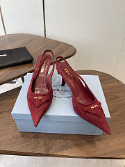 Prada Suede Slingback Pumps 1I901M 75mm Red - 6