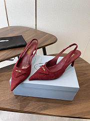 Prada Suede Slingback Pumps 1I901M 75mm Red - 2