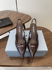 Prada Patent Slingback Pumps 1I901M 75mm Burgundy - 1