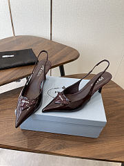 Prada Patent Slingback Pumps 1I901M 75mm Burgundy - 2