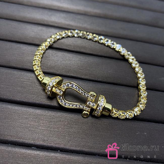 Fred Force 10 Bracelet Large Model 18k Yellow Gold And Diamonds - 1