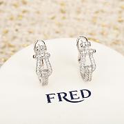 Fred Force 10 Rise Earrings Large Model 18k White Gold Diamond Full Paved 8B0353 - 1