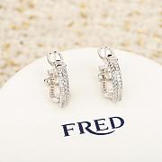 Fred Force 10 Rise Earrings Large Model 18k White Gold Diamond Full Paved 8B0353 - 2