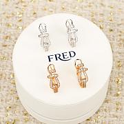 Fred Force 10 Rise Earrings Large Model 18k White Gold Diamond Full Paved 8B0353 - 5