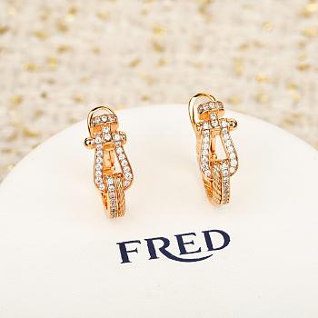 Fred Force 10 Rise Earrings Large Model 18k Rose Gold Diamond Full Paved 8B0343