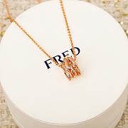 Fred Force 10 Rise Necklace 18k Rose Gold Diamonds Half Paved 3B0312 - 4