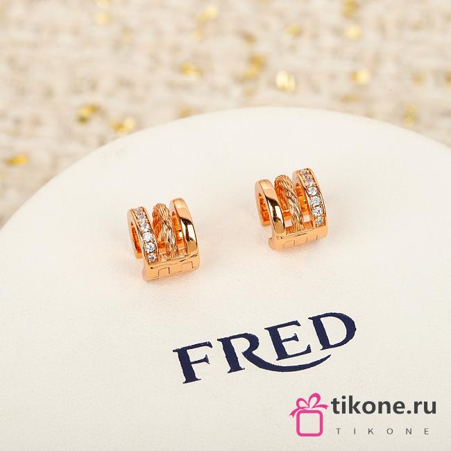 Fred Force 10 Rise Ear Cuff 18k Rose Gold And White Diamonds 8B0347 - 1