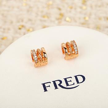 Fred Force 10 Rise Ear Cuff 18k Rose Gold And White Diamonds 8B0347