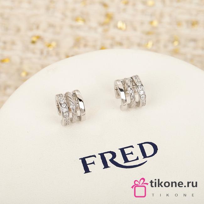 Fred Force 10 Rise Ear Cuff 18k White Gold And White Diamonds 8B0348 - 1