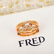 Fred Force 10 Rise Ring 18k Rose Gold Diamond Half Paved 4B1020 - 1