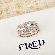 Fred Force 10 Rise Ring 18k White Gold Diamond Half Paved 4B1021 - 1