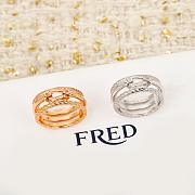 Fred Force 10 Rise Ring 18k White Gold Diamond Half Paved 4B1021 - 2
